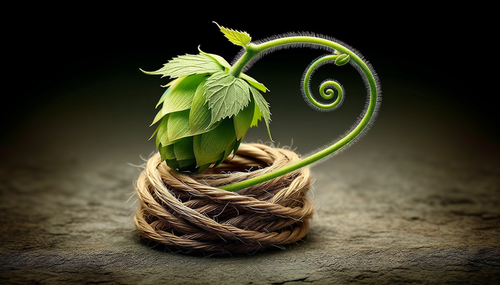 hops growing upwards